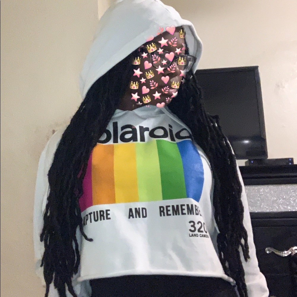 polaroid cropped hoodie